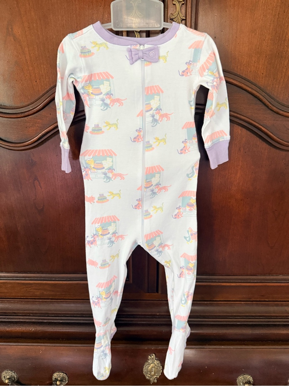 TBBC Market Animal Print Footed Pajamas 12-18M Lavender